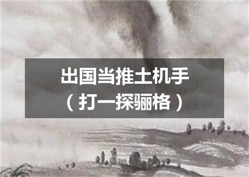 出国当推土机手（打一探骊格）
