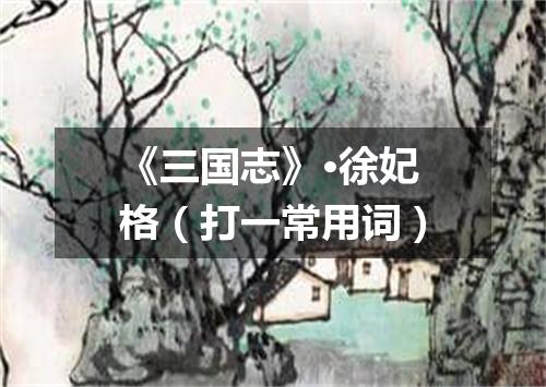 《三国志》·徐妃格（打一常用词）