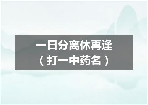 一日分离休再逢（打一中药名）