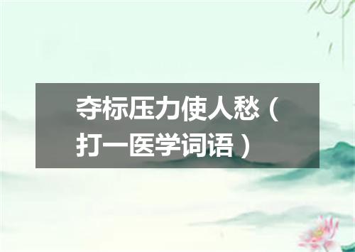 夺标压力使人愁（打一医学词语）