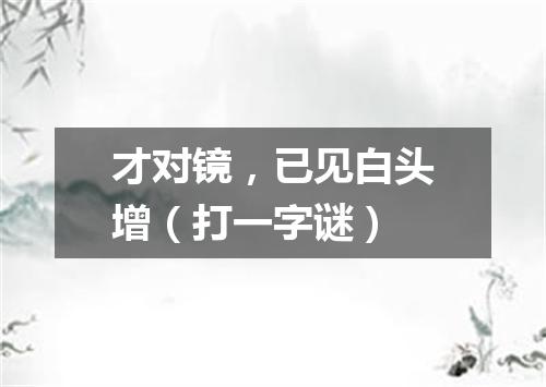 才对镜，已见白头增（打一字谜）