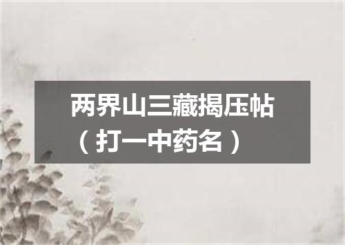 两界山三藏揭压帖（打一中药名）