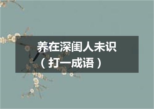 养在深闺人未识（打一成语）