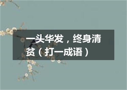 一头华发，终身清贫（打一成语）