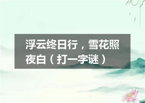 浮云终日行，雪花照夜白（打一字谜）