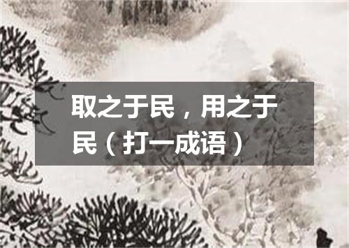 取之于民，用之于民（打一成语）