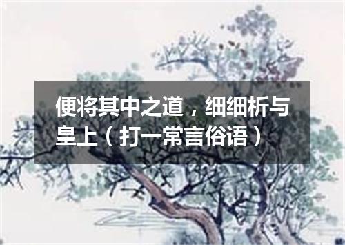 便将其中之道，细细析与皇上（打一常言俗语）