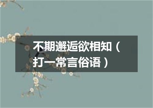 不期邂逅欲相知（打一常言俗语）