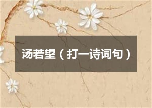 汤若望（打一诗词句）