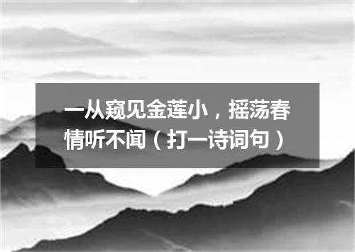 一从窥见金莲小，摇荡春情听不闻（打一诗词句）