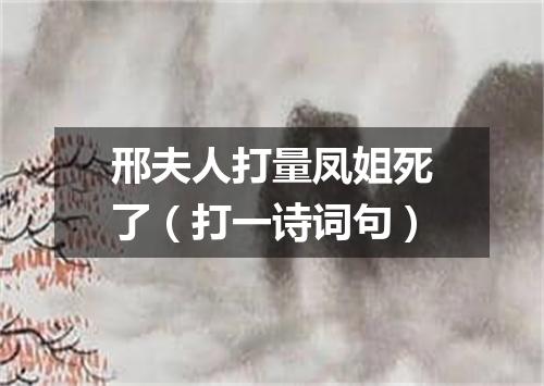 邢夫人打量凤姐死了（打一诗词句）