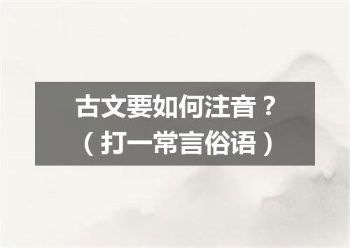 古文要如何注音？（打一常言俗语）