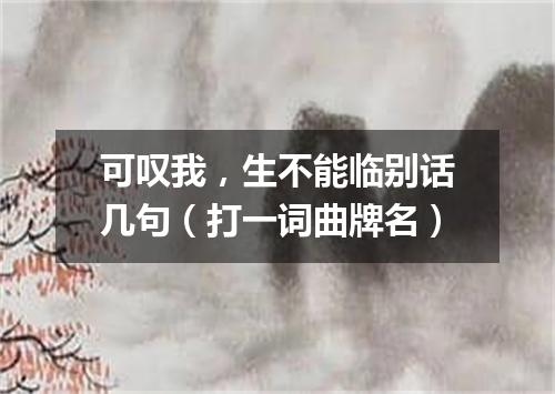 可叹我，生不能临别话几句（打一词曲牌名）