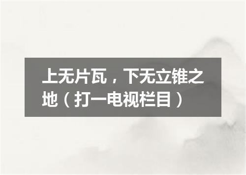 上无片瓦，下无立锥之地（打一电视栏目）