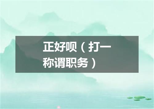 正好呗（打一称谓职务）