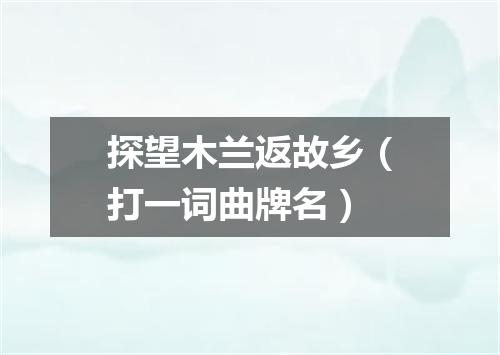 探望木兰返故乡（打一词曲牌名）