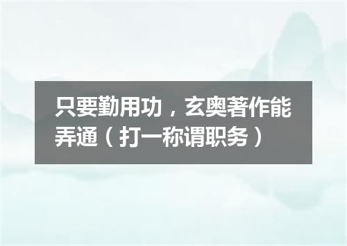 只要勤用功，玄奥著作能弄通（打一称谓职务）
