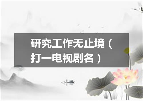 研究工作无止境（打一电视剧名）
