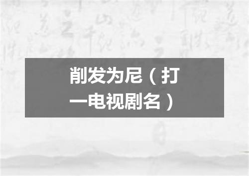 削发为尼（打一电视剧名）