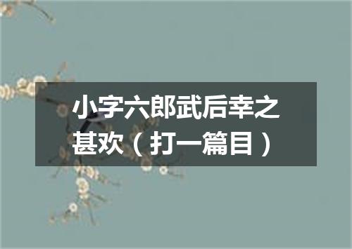 小字六郎武后幸之甚欢（打一篇目）