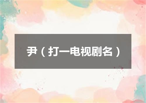 尹（打一电视剧名）