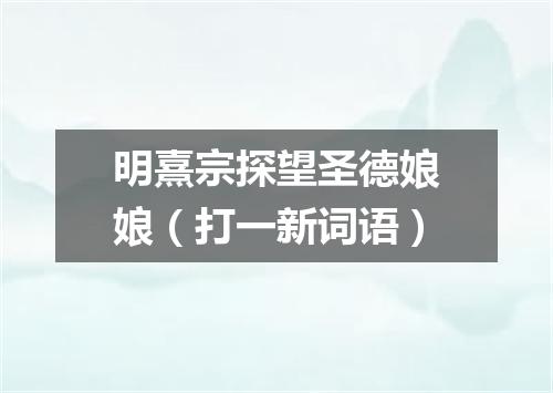 明熹宗探望圣德娘娘（打一新词语）