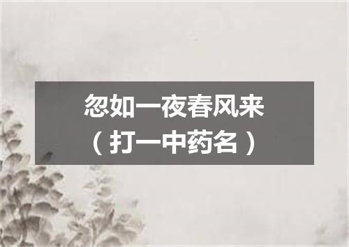 忽如一夜春风来（打一中药名）