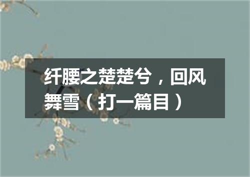 纤腰之楚楚兮，回风舞雪（打一篇目）