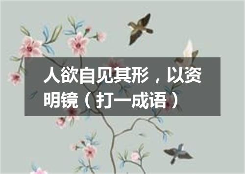 人欲自见其形，以资明镜（打一成语）