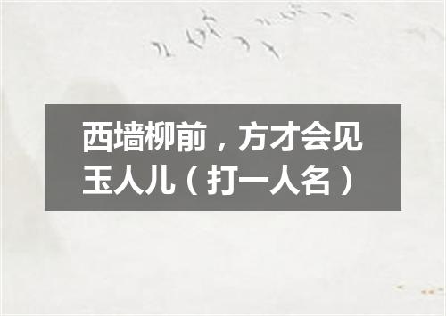 西墙柳前，方才会见玉人儿（打一人名）