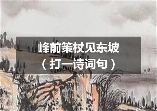 峰前策杖见东坡（打一诗词句）