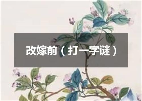改嫁前（打一字谜）