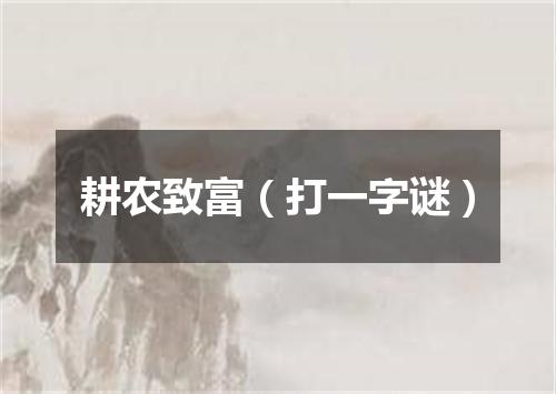 耕农致富（打一字谜）