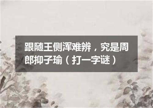 跟随王侧浑难辨，究是周郎抑子瑜（打一字谜）