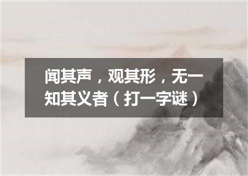闻其声，观其形，无一知其义者（打一字谜）
