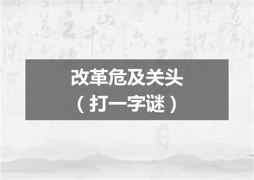 改革危及关头（打一字谜）