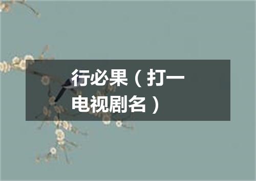 行必果（打一电视剧名）