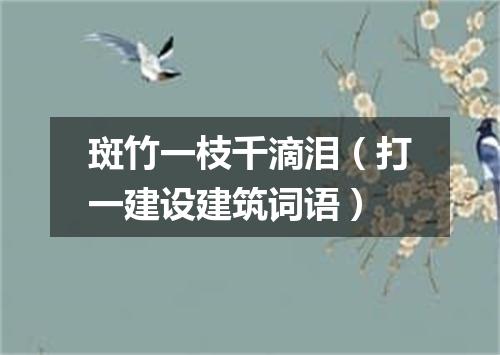 斑竹一枝千滴泪（打一建设建筑词语）