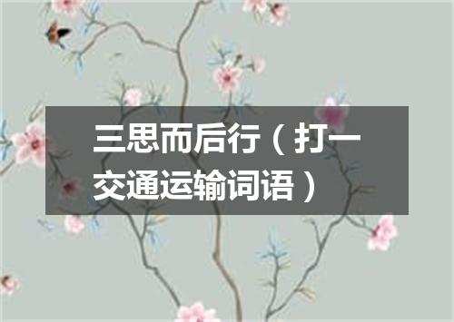 三思而后行（打一交通运输词语）