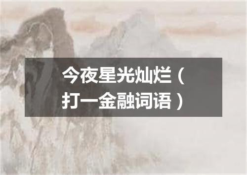 今夜星光灿烂（打一金融词语）