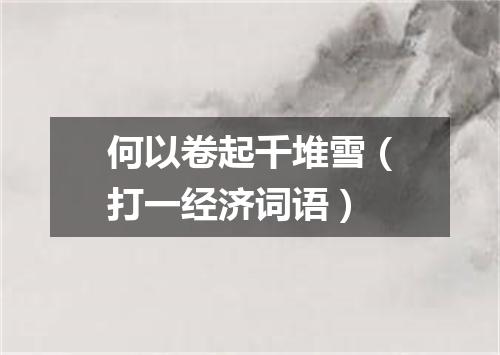 何以卷起千堆雪（打一经济词语）