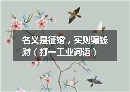 名义是征婚，实则骗钱财（打一工业词语）