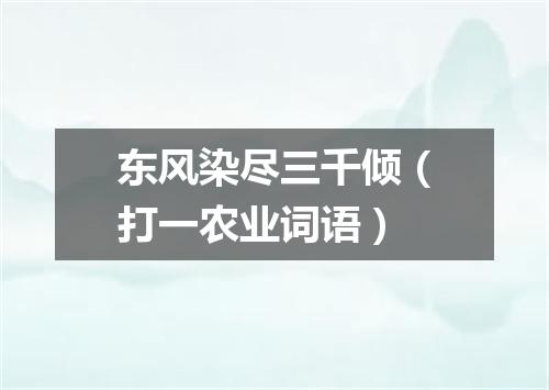 东风染尽三千倾（打一农业词语）