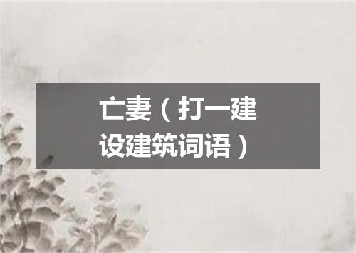 亡妻（打一建设建筑词语）