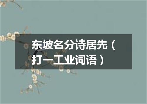 东坡名分诗居先（打一工业词语）