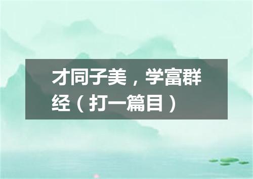 才同子美，学富群经（打一篇目）