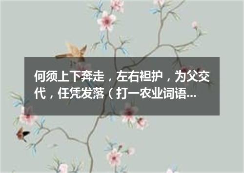 何须上下奔走，左右袒护，为父交代，任凭发落（打一农业词语）