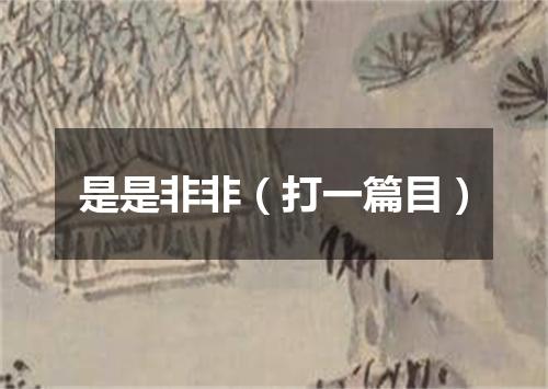 是是非非（打一篇目）