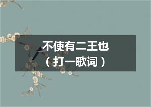 不使有二王也（打一歌词）