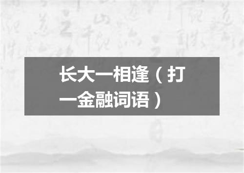 长大一相逢（打一金融词语）
